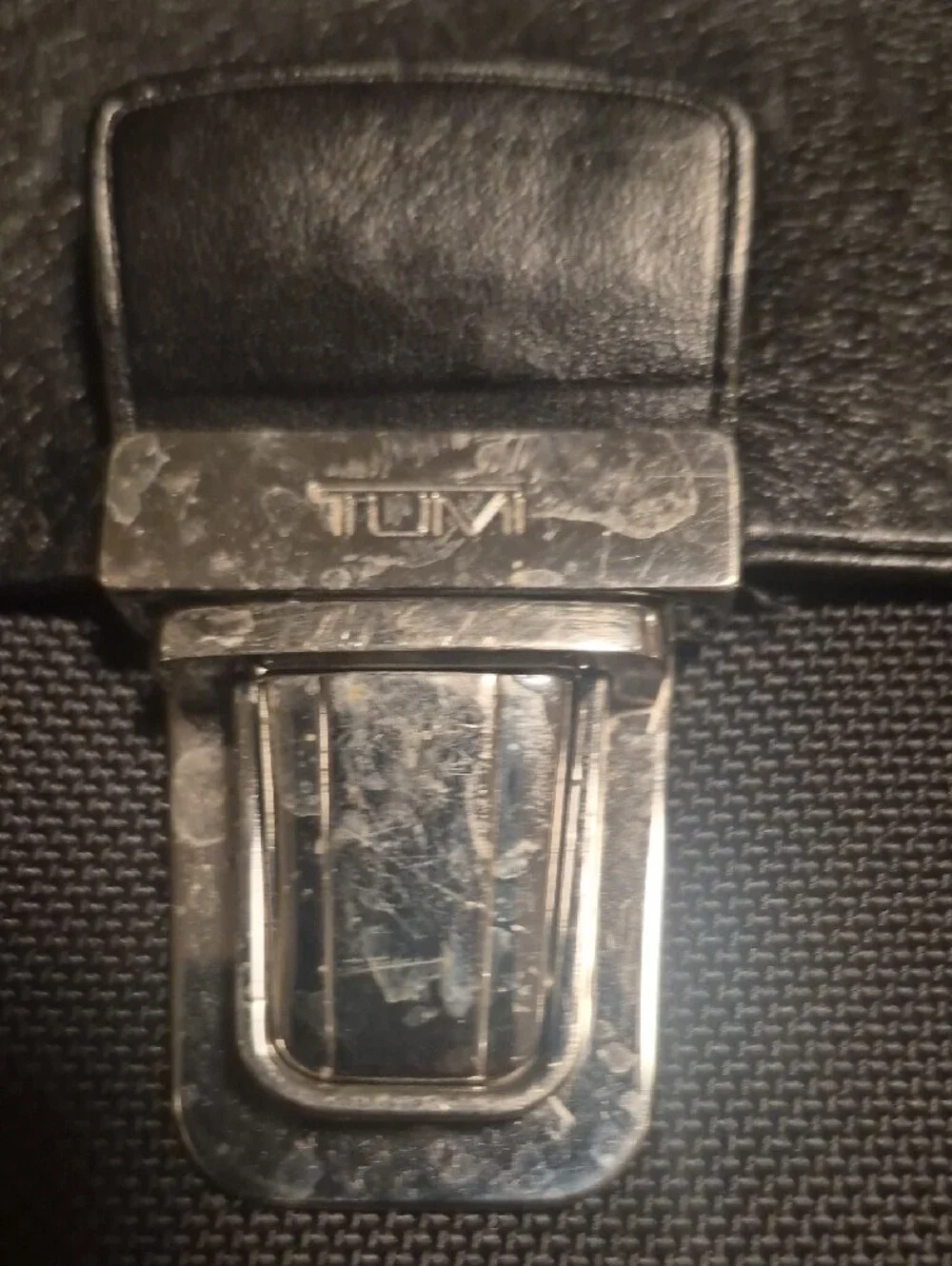 Tumi Black Men's Leather & Nylon Briefcase with Shoulder Strap